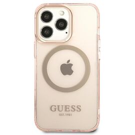 Guess GUHMP13LHTCMP iPhone 13 Pro / 13 6.1" pink/pink hard case Gold Outline Translucent MagSafe - Apple Cases - Cases - Techbox