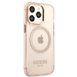 Guess GUHMP13LHTCMP iPhone 13 Pro / 13 6.1" pink/pink hard case Gold Outline Translucent MagSafe - Apple Cases - Cases - Techbox