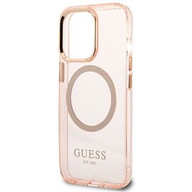 Guess GUHMP13LHTCMP iPhone 13 Pro / 13 6.1" pink/pink hard case Gold Outline Translucent MagSafe - Apple Cases - Cases - Techbox
