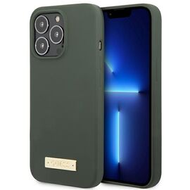 Guess GUHMP13XSPLA iPhone 13 Pro Max 6.7" green/khaki hard case Silicone Logo Plate MagSafe - Apple Cases - Cases - Techbox