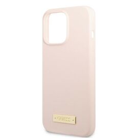 Guess GUHMP13XSPLP iPhone 13 Pro Max 6.7" pink/pink hard case Silicone Logo Plate MagSafe - Apple Cases - Cases - Techbox