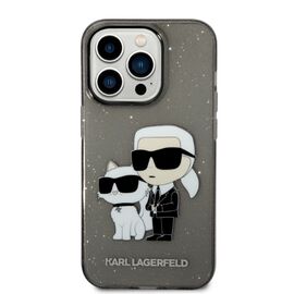 Karl Lagerfeld Glitter Karl&amp;Choupette case for iPhone 14 Pro - black | Techbox