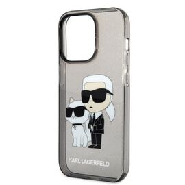 Karl Lagerfeld Glitter Karl&amp;Choupette case for iPhone 14 Pro - black | Techbox