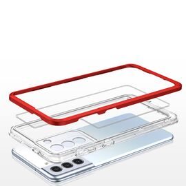 Clear 3in1 case for Samsung Galaxy S23+ silicone cover with frame red | Techbox