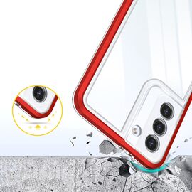 Clear 3in1 case for Samsung Galaxy S23+ silicone cover with frame red | Techbox