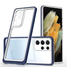 Clear 3in1 case for Samsung Galaxy S23 Ultra silicone cover with frame blue | Techbox