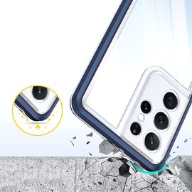 Clear 3in1 case for Samsung Galaxy S23 Ultra silicone cover with frame blue | Techbox
