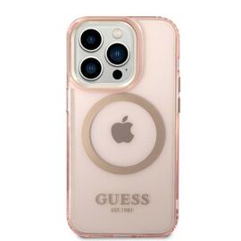 Guess GUHMP14LHTCMP iPhone 14 Pro 6.1" pink/pink hard case Gold Outline Translucent MagSafe - Apple Cases - Cases - Techbox