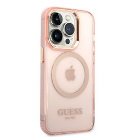 Guess GUHMP14LHTCMP iPhone 14 Pro 6.1" pink/pink hard case Gold Outline Translucent MagSafe - Apple Cases - Cases - Techbox