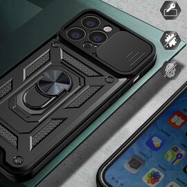 Hybrid Armor Camshield case for Realme 10 Pro+ armored cover with camera cover black | Techbox