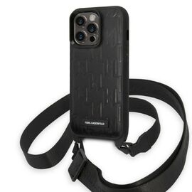Karl Lagerfeld KLHCP14LSTMMK iPhone 14 Pro 6.1" hardcase black/black Monogram Plaque Logo Strap - Apple Cases - Cases - Techbox