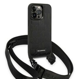 Karl Lagerfeld KLHCP14LSTMMK iPhone 14 Pro 6.1" hardcase black/black Monogram Plaque Logo Strap - Apple Cases - Cases - Techbox