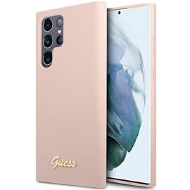 Guess GUHCS23LLSLMGPP S23 Ultra S918 pink/pink hardcase Silicone Script Metal Logo | Techbox