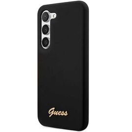 Guess GUHCS23MSLSMK S23+ S916 black/black hardcase Silicone Vintage Gold Logo | Techbox