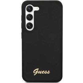 Guess GUHCS23MSLSMK S23+ S916 black/black hardcase Silicone Vintage Gold Logo | Techbox