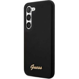 Guess GUHCS23SSLSMK S23 S911 black/black hardcase Silicone Vintage Gold Logo | Techbox