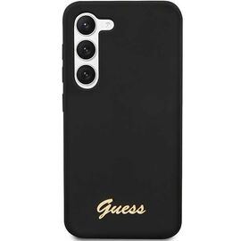 Guess GUHCS23SSLSMK S23 S911 black/black hardcase Silicone Vintage Gold Logo | Techbox