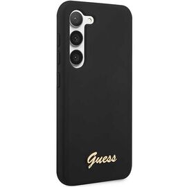 Guess GUHCS23SSLSMK S23 S911 black/black hardcase Silicone Vintage Gold Logo | Techbox
