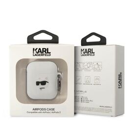 Karl Lagerfeld KLA2RUNCHH AirPods 1/2 cover white/white Silicone Choupette Head 3D - Smartphone Accessories - Cables & Accessories - Techbox