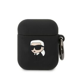 Karl Lagerfeld KLA2RUNIKK AirPods 1/2 cover black/black Silicone Karl Head 3D - Smartphone Accessories - Cables & Accessories - Techbox