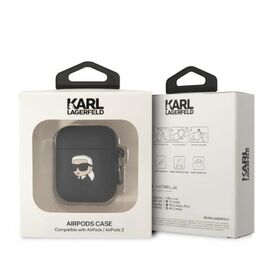 Karl Lagerfeld KLA2RUNIKK AirPods 1/2 cover black/black Silicone Karl Head 3D - Smartphone Accessories - Cables & Accessories - Techbox