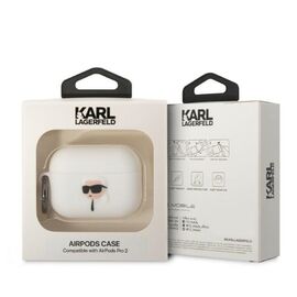 Karl Lagerfeld KLAP2RUNIKH AirPods Pro 2 cover white/white Silicone Karl Head 3D - Smartphone Accessories - Cables & Accessories - Techbox