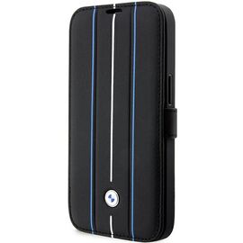 Case BMW BMBKP14L22RVSK iPhone 14 Pro 6.1" black/black bookcase Leather Stamp Blue Lines - Apple Cases - Cases - Techbox