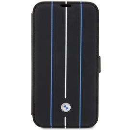 Case BMW BMBKP14L22RVSK iPhone 14 Pro 6.1" black/black bookcase Leather Stamp Blue Lines - Apple Cases - Cases - Techbox