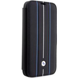 Case BMW BMBKP14L22RVSK iPhone 14 Pro 6.1" black/black bookcase Leather Stamp Blue Lines - Apple Cases - Cases - Techbox