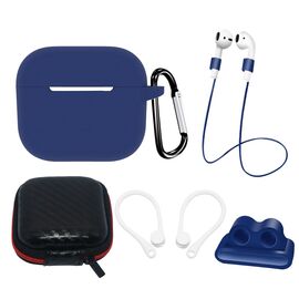 AirPods 3 Silicone Case Set + Case/Ear Hook/Neck Strap/Watch Strap Holder/Carabiner Clasp | blue - Smartphone Accessories - Cables & Accessories - Techbox
