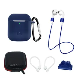 Silicone Case Set for AirPods 2 / AirPods 1 + Case / Ear Hook / Neck Strap / Watch Strap Holder / Carabiner | pink - Smartphone Accessories - Cables & Accessories - Techbox