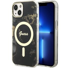 Guess GUHMP14SHTMRSK iPhone 14 6.1" black/black hardcase Golden Marble MagSafe - Apple Cases - Cases - Techbox