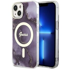 Guess GUHMP14SHTMRSU iPhone 14 6.1" purple/purple hardcase Golden Marble MagSafe - Apple Cases - Cases - Techbox
