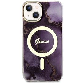 Guess GUHMP14SHTMRSU iPhone 14 6.1" purple/purple hardcase Golden Marble MagSafe - Apple Cases - Cases - Techbox