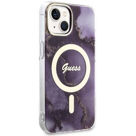 Guess GUHMP14SHTMRSU iPhone 14 6.1" purple/purple hardcase Golden Marble MagSafe - Apple Cases - Cases - Techbox