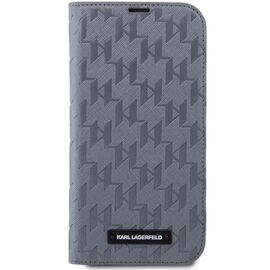 Karl Lagerfeld KLBKP14XSAKLHPG iPhone 14 Pro Max 6.7" bookcase silver/silver Saffiano Monogram - Apple Cases - Cases - Techbox