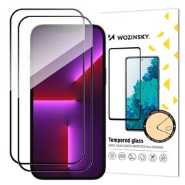2pcs Full Screen Tempered Glass with Frame Case Friendly Wozinsky Full Glue iPhone 15 Plus - Black | Techbox