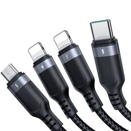 Joyroom Multi-Use Series S-A18 4in1 USB-A - USB-C / Lightning / Lightning / micro USB cable 1.2m - black | Techbox