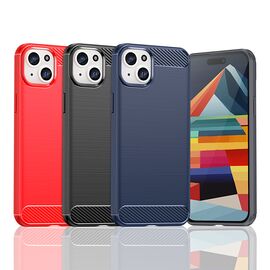 Flexible carbon pattern case for iPhone 15 Plus Carbon Case - blue - Apple Cases - Cases - Techbox