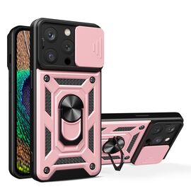Hybrid Armor Camshield case with stand and camera cover for iPhone 15 Pro - pink - Apple Cases - Cases - Techbox