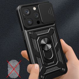 Hybrid Armor Camshield iPhone 15 Pro Case with Kickstand and Camera Cover - Blue - Apple Cases - Cases - Techbox