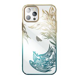 Luxury iPhone 14 Case with Kingxbar Phoenix Crystals - Gold and Blue | Techbox