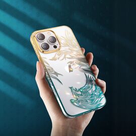 Luxury iPhone 14 Case with Kingxbar Phoenix Crystals - Gold and Blue | Techbox