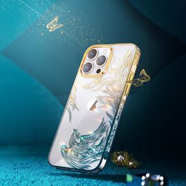 Luxury iPhone 14 Case with Kingxbar Phoenix Crystals - Gold and Blue | Techbox