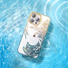 Luxury iPhone 14 Plus Case with Kingxbar Phoenix Crystals - Gold and Blue | Techbox