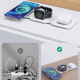 Dudao A11N 15W 3in1 Inductive Charger - White + USB-C / USB-C Cable | Techbox