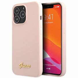 Guess GUHCP13XLSLMGLP iPhone 13 Pro Max 6.7" light pink/light pink hardcase Silicone Script Gold Logo - Apple Cases - Cases - Techbox