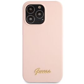Guess GUHCP13XLSLMGLP iPhone 13 Pro Max 6.7" light pink/light pink hardcase Silicone Script Gold Logo - Apple Cases - Cases - Techbox
