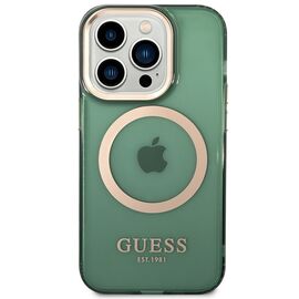 Guess GUHMP14XHTCMA iPhone 14 Pro Max 6.7" green/khaki hard case Gold Outline Translucent MagSafe - Apple Cases - Cases - Techbox