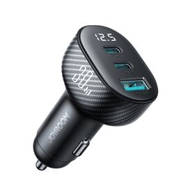 Joyroom JR-CCD04 30W 2x USB-C USB-A car charger with display - black | Techbox